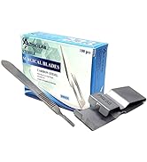 100 Sterile Carbon Steel Blades #11 with Free Scalpel Handle #3 and Blade Remover