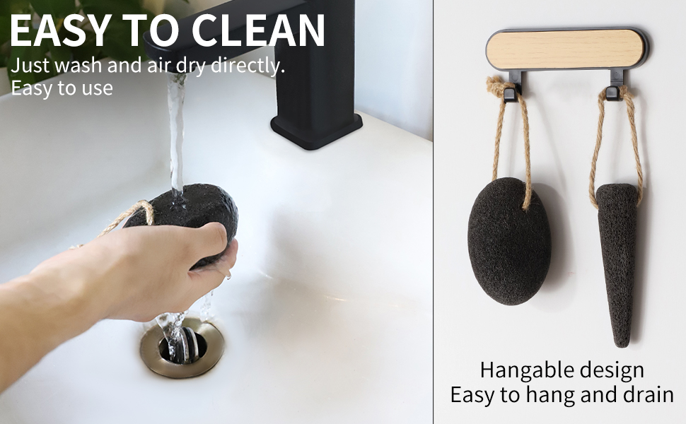 pumice stone with hanging rope which is easy to clean and store