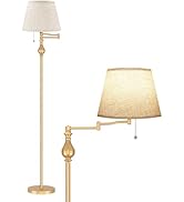 Vintage Floor Lamp with 350°Adjustable Swing Arm, 61” Mid-Century Modern Floor Lamp, Farmhouse St...