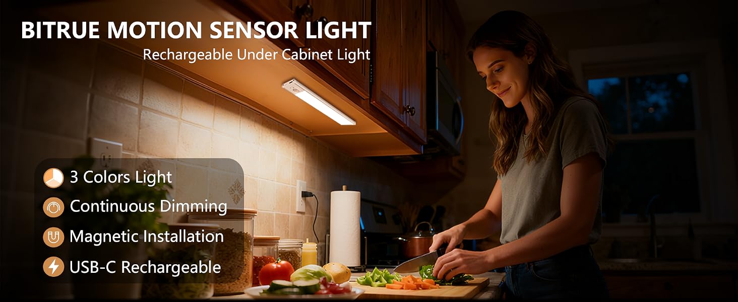 BITRUE MOTION SENSOR LIGHT Rechargeable Under Cabinet Light