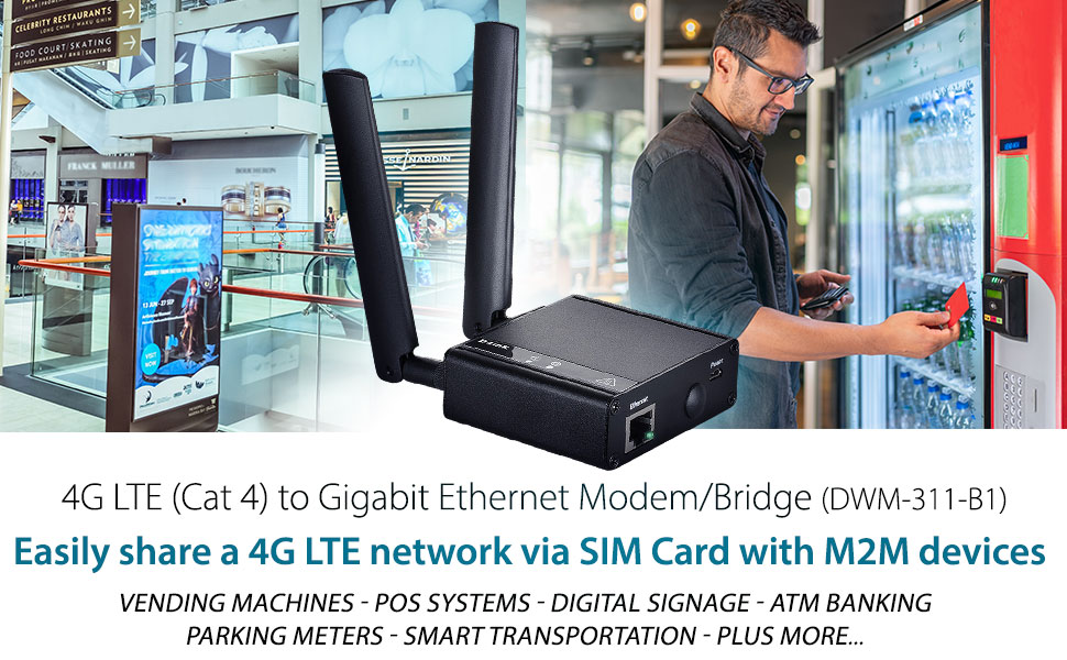 M2M Gigabit Ethernet Modem Bridge SIM Card 4G LTE 