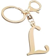 Cute Stainless Steel Gold Initial Letter Keychain for Women Girl, Charms for Key Handbag Backpack...