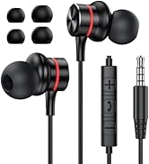 MOSWAG Wired Earbuds, 3.5mm Black Wired Earbuds with Microphone, in-Ear Noise Cancelling Headphon...