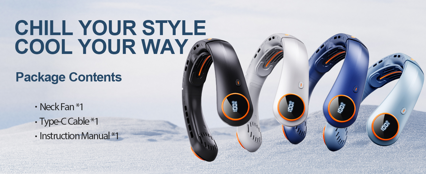 Portable Neck Fan Rechargeable 3-Motor Neck Fan with 5 Speeds , 360° Cooling Wearable Personal Fan