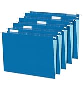 SUNEE 25 Pack Hanging File Folders, Blue Folders, Hanging File Folders Letter Size with 1/5-cut T...