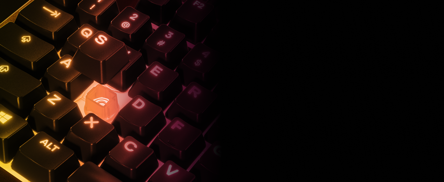 - Apex 3 keyboard with the "S" keycap detached to show the switch underneath