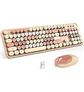 MOFII Wireless Keyboard and Mouse Combo,2.4GHz Retro Full-Size Keyboard with Number Pad and Cute ...