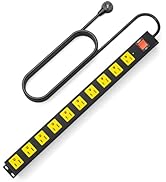 10 Outlet Metal Power Strip with 2100J Surge Protector, Heavy Duty 10FT Extension Cord, Wide Spac...
