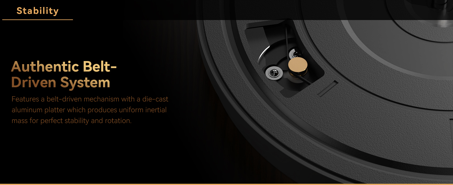 Belt-Driven Turntables Support 3-Speed