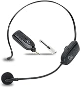 2.4G Dual Wireless Microphone Headset, UHF Wireless Headset Mic and Handheld Mic 2 in 1, 165FT Ra...