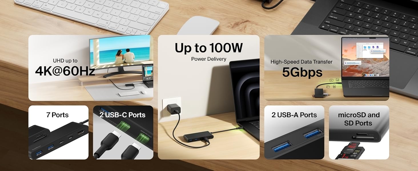 Belkin Connect 7-Port USB-C Hub with Dual USB-C Ports