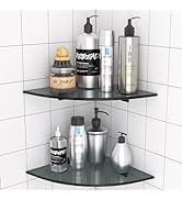 Bakzon 2-Pack Glass Shelf Shower Caddie, Shower Shelves for Inside Shower, Drilling Free Adhesive...