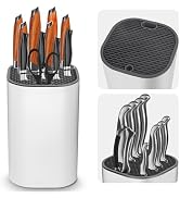 Ninonly Knife Block Without Knives 2 in 1 Universal Square Knife Holder for Kitchen with Scissors...