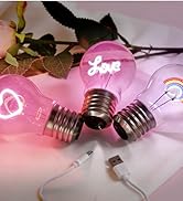 Fieldspark Heart Shaped E40 Rechargeable Light Bulbs, LED Neon Table Cordless Light, Edison Art B...