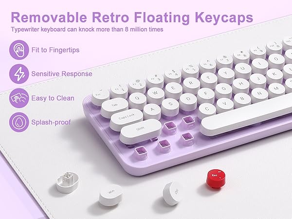 i68 Wireless Typewriter Keyboard and Mouse Combo
