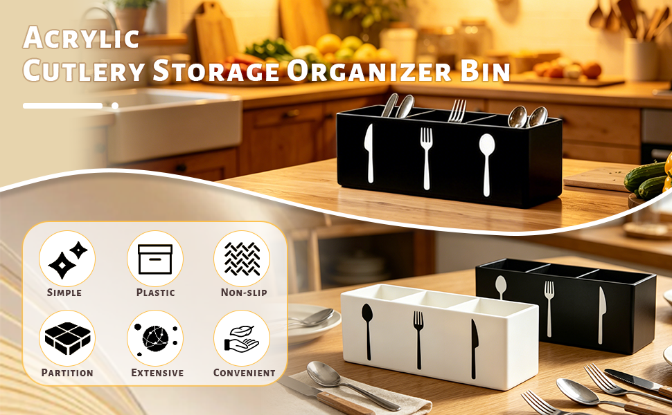Acrylic Cutlery Storage Organizer Bin