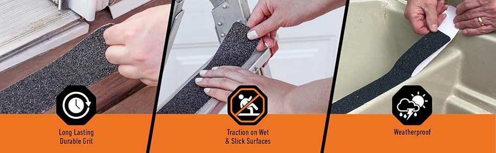 long lasting durable grit traction on wet and slick surfaces weatherproof