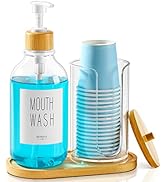 VITVITI Mouthwash Dispenser for Bathroom, Mouth Wash Pump Bottle with Paper Cup Holder, 17Oz Refi...