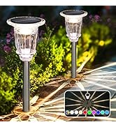 Solar Pathway Lights Outdoor 2 Pack, 10 Lighting Modes White Solar Garden lights, 17.5