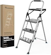 DIAMONDFORGE 3 Step Ladder, Folding Step Stool with Tool Platform, Wide Anti-Slip Pedal and Anti-...