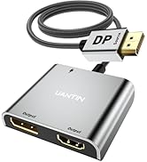 UANTIN DisplayPort to HDMI and DisplayPort Adapter | 4K 60Hz DP Splitter Extended Display Adapter...