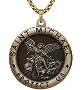 Anwlki St Michael Necklace Saint Michael Medal Bless Safety Religion Pendant Gift for Men, Women,...