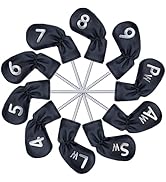 10 Pcs Iron Covers for Golf Clubs, Premium PU Leather Golf Iron Covers with Embroidered Big Numbe...