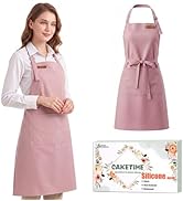CAKETIME Silicone Aprons for Women with Pockets Cooking Baking Kitchen Waterproof Accessories Che...