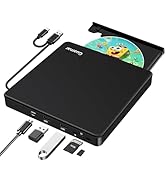 Guamar External DVD Drive for PC: Portable USB-C CD Burner DVD Player for Laptop Mac MacBook Wind...