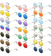 NEBURORA Round Hippie Sunglasses Metal Frame Colored Circle Glasses for Women Men 70s Retro Disco...