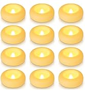 Aignis 12pcs Flameless LED Floating Candles Battery Operated, 120+ Hours Glow Time, 3 Inch Ivory ...