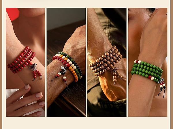 LOYALLOOK 8Pcs 108 Mala Bead Bracelets