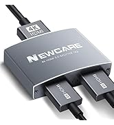 NEWCARE 4K@60Hz 2 Port 1x2 Alu-Alloy HDMI2.0b Splitter 1 in 2 Out with 3.9FT HDMI Cable,Powered S...