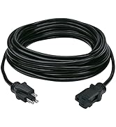 Clear Power 50ft Heavy Duty Outdoor Extension Cord 14/3 SJTOW, Black, Oil, Water &amp; Weather Resist...