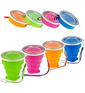 Collapsible Cup - Portable Silicone Foldable Cup With Lids - Colorful Expandable Folding Cup For ...