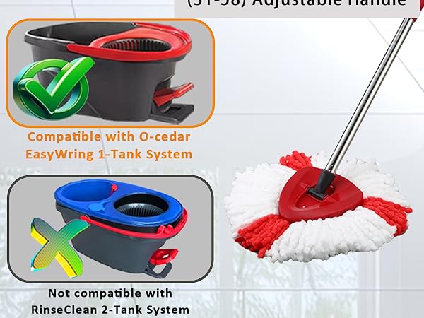 Spin Mop Head, Base, Handle Replacement for O-Ceda EasyWring Microfiber Spin Mops