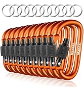 3”D-Clip Durable Locking Carabiner Keychain Clip,Keychain Clip Hook, Spring Snap Hook, Set of 10