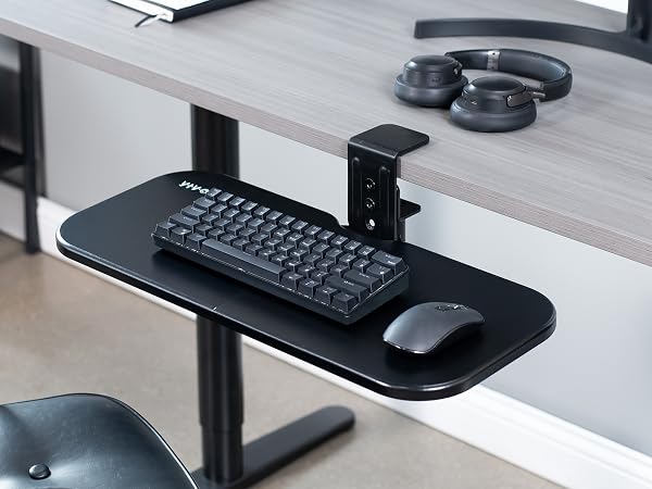 Single Clamp Rotating Keyboard Tray