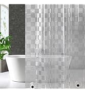 ZEMAHOME Thin 3D EVA Shower Curtain Liner Ice Cube, 72x72 Premium Light Weight Clear Plastic Bath...