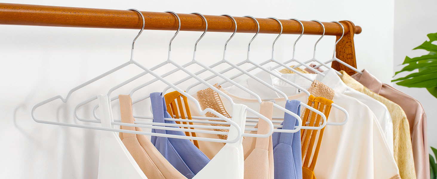 white metal coat hanger