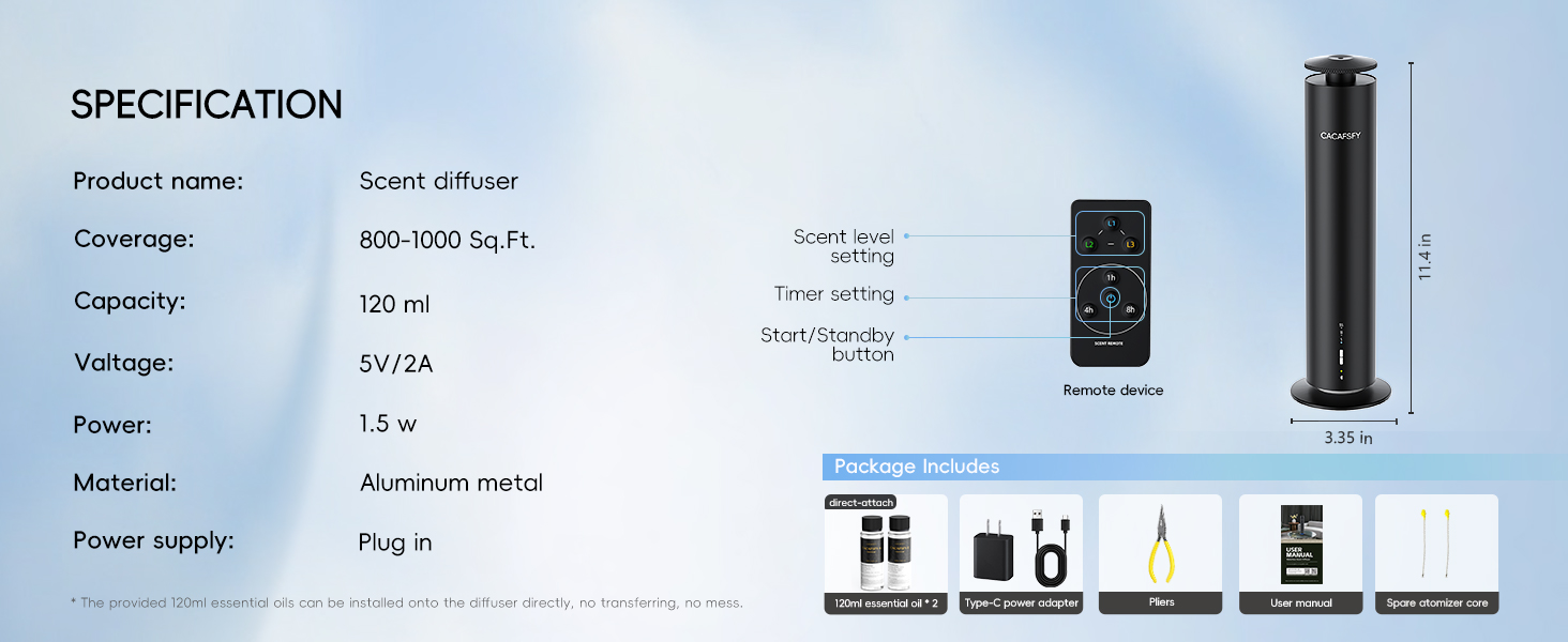 Specification of black remote aroma diffuser