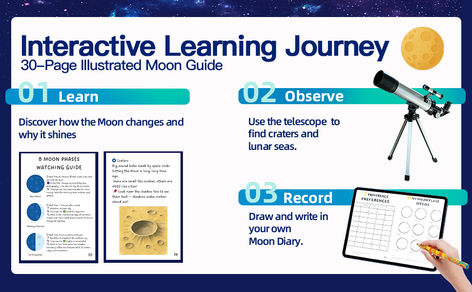 Telescope for Kids 50mm 100x Magnification Beginner Telescopio with Tripod