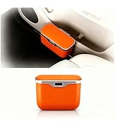 Orange Car Trash Can with Lid - Leakproof Mini Garbage Bin for Door or Seatback,Premium ABS Auto ...