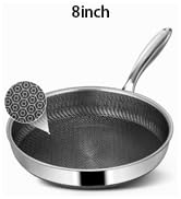 Vocvee Non Stick Frying Pans, 8-inch Hybrid Frying Pans Nonstick Stainless Steel Skillets, Dishwa...