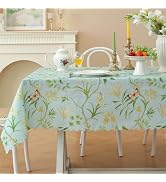 HOMOHEINI Rectangle Waterproof Tablecloth Linen Textured Table Cloth,Stain and Wrinkle Resistant ...