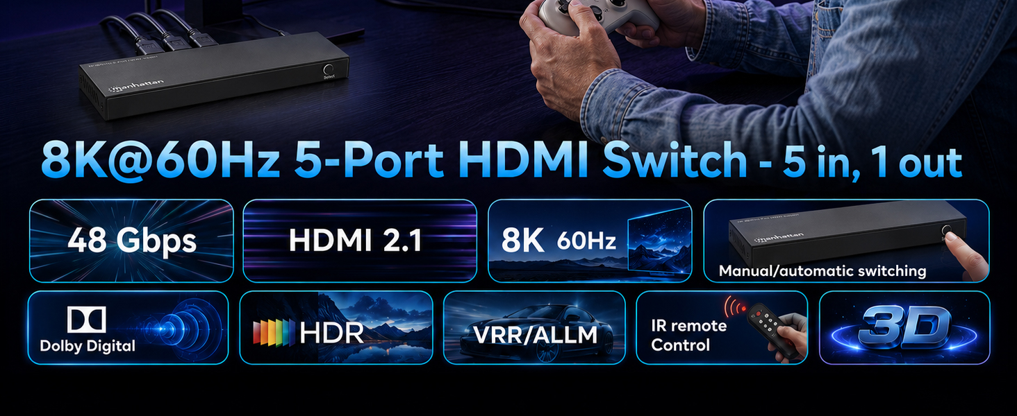 8K@60Hz 5-Port HDMI Switch