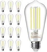 TJOY 12 Pack E26 Base Vintage LED Edison Light Bulbs, 60W Equivalent Dimmable, 4000K Natural Whit...
