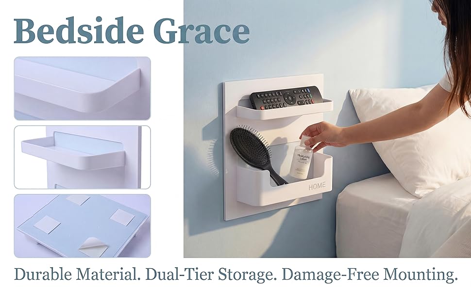 No Drill Space Saver Bedside Shelf