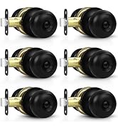 Estmoon 6 Pack Door Knobs, Matte Black Privacy Door Knob with Lock, Keyless Door Handle with Lock...