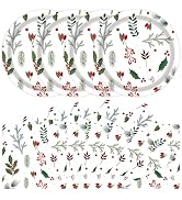40 Pcs Christmas Plates and Napkins Party Supplies, Disposable Seasonal Holly Paper Plates Napkin...